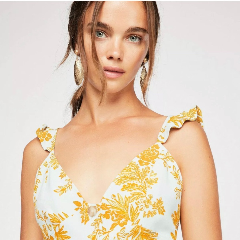 Free People Sage Floral Jumpsuit